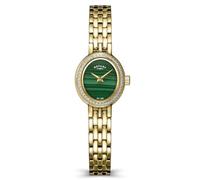 Rotary Ladies Cocktail Malachite Dial Gold Plated Stainless Steel Bracelet Stone Set Watch