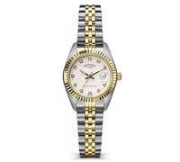 Rotary Ladies Cocktail Stone Set Dial Two Tone Plated Stainless Steel Bracelet Watch