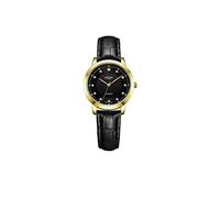 Rotary Ladies' Diamond Set Dial Black Leather Strap Watch