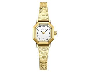 Rotary Ladies Heritage Altera Octagonal Case Gold Plated Stainless Steel Expander Bracelet Watch