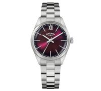 Rotary Ladies Heritage Burgundy Dial Stainless Steel Bracelet Watch