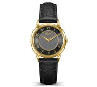 Rotary Ladies Heritage Gold Plated Stainless Steel Black Leather Strap