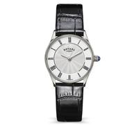 Rotary Ladies Heritage Silver Dial Black Leather Strap Watch