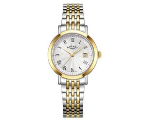 Rotary Ladies Heritage White Dial Silver & Gold Plated Stainless Steel Bracelet Watch