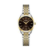 Rotary Ladies Ultra Slim Brown Dial Two Tone Stainless Steel Watch