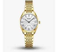 Rotary Ladies Ultra Slim Gold Plated Silver Dial Watch LB08013/01