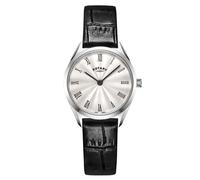 Rotary Ladies Ultra Slim Silver Dial Black Leather Strap Watch