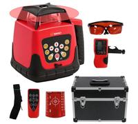Rotary Laser Level 1650ft,360 Degree Self Leveling Red Cross Line Laser,5 Rotation Speeds&4 Scanning Angles Adjustment,IP66 Waterproof Remote Control Manual Self-Leveling Mode (style2-red Beam)