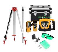Rotary Laser Level Kit, 360 Degree Self Leveling, Includes Receiver, Detector Holder, Carrying Case, 500m Construction Laser