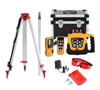 Rotary Laser Level Kit, 360° Self-Leveling with Receiver, Detector Holder, and Carrying Case, 500m Construction Laser, Livello Laser Verde