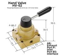 Rotary Lever Hand Valve, 1/4 Inch 3-Position 4-Way Pneumatic Air Control Valve for Filtered Air, Aluminum Alloy Body, Manual Flow Control - HV-02/HV-03/HV-04(HV-02)