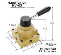 Rotary Lever Hand Valve, 1/4 Inch 3-Position 4-Way Pneumatic Flow Control Valve, Aluminum Alloy, Manual Direct-Acting, for Industrial Machinery and Textile Equipment(HV-03)