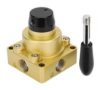Rotary Lever Hand Valve 3 Position 4 Way, Pneumatic Air Flow Control Valve, Industrial Manual Switch Equipment with G1/2 Thread for Normal Pressure and Temperature