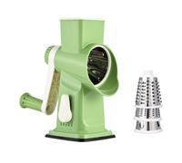 Rotary Manual Vegetable Slicer - 3-in-1 Handheld Foods Chopper Cheese Grater with Interchangeable Drums, Safe Foods Holder & Suction Base, Effortless Foods Prep for Salads, Pizza & More