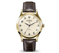 Rotary Men's 1895 Automatic Gold Plated Stainless Steel Brown Leather Strap Watch