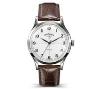 Rotary Men's 1895 Automatic Stainless Steel White Dial Brown Leather Strap Watch