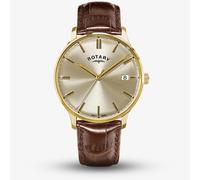 Rotary Mens 1895 Gold Plated Brown Leather Strap Watch RGS10013/03