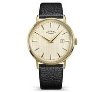 Rotary Men's 1895 Gold Plated Stainless Steel Brown Leather Strap Watch
