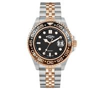 Rotary Men's Apex 100 Black Dial Silver & Rose Gold Plated Stainless Steel Bracelet Watch