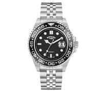 Rotary Men's Apex 100 Black Dial Stainless Steel Bracelet Watch