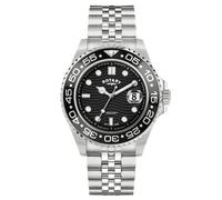 Rotary Men's Apex 100 Black Dial Stainless Steel Bracelet Watch