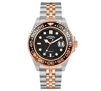 Rotary Men's Apex 100 Black Dial & Two Tone Rose & Silver Stainless Steel Bracelet Watch