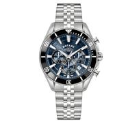 Rotary Men's Apex 100 Chronograph Blue Dial Stainless Steel Bracelet Watch