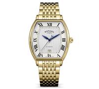 Rotary Men's Automatic Gold Plated Bracelet White Dial 50m Watch