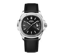 Rotary Men's Black Dial Black Leather Strap Watch