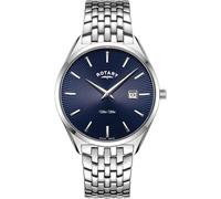 Rotary Men's Ultra Slim Stainless Steel Bracelet Quartz Watch with Deployment Clasp GB08010/05