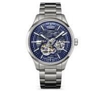 Rotary Men's Greenwich Skeleton Automatic 100M Water Resistance Blue Dial Stainless Steel Bracelet Watch
