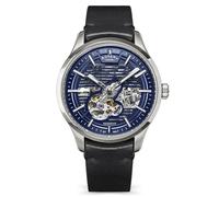 Rotary Men's Greenwich Skeleton Automatic 100M Water Resistance Stainless Steel Black Leather Strap Watch