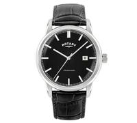 Rotary Men's Heritage Automatic Black Dial & Black Leather Strap Watch
