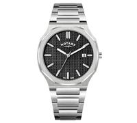 Rotary Men's Heritage Black Dial Octagonal Stainless Steel Bracelet Watch