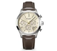 Rotary Men's Heritage Chronograph Stainless Steel Brown Leather Strap Watch