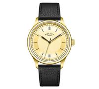 Rotary Men's Heritage Gold Plated Stainless Steel Black Leather Strap Watch