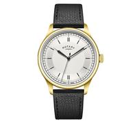 Rotary Men's Heritage Gold Plated Stainless Steel Black Leather Strap Watch