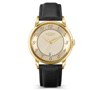 Rotary Men's Heritage Gold Plated Stainless Steel Brown Leather Strap Watch