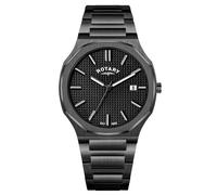 Rotary Men's Heritage Octagonal Gun Black Stainless Steel Bracelet Watch