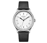 Rotary Men's Heritage Stainless Steel Black Leather Strap Watch