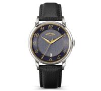Rotary Men's Heritage Stainless Steel Navy Blue Dial Black Leather Strap Watch