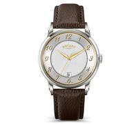 Rotary Men's Heritage Stainless Steel Silver Dial Brown Leather Strap Watch