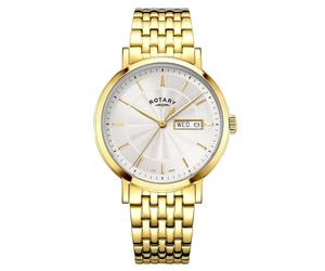 Rotary Men's Heritage White Guilloche Dial Gold Plated Stainless Steel Bracelet Watch