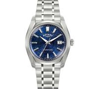 Rotary Mens Lumen Blue Dial SS Bracelet Watch One Size Silver