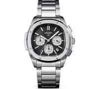 Rotary Mens Apex 100 Chronograph Black Dial Stainless Steel Bracelet Watch