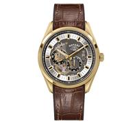 Rotary Men's Seamatic Eclipse Gold Tone & Brown Leather Strap Watch