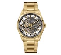 Rotary Men's Seamatic Eclipse Gold Tone Open Heart Skeleton Dial Stainless Steel Bracelet Watch