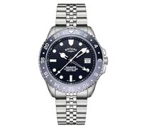 Rotary Men's Seamatic GMT 300M Water Resistance Blue Dial Stainless Steel Bracelet Watch