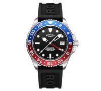 Rotary Men's Seamatic GMT 300M Water Resistance Stainless Steel Black Silicone Strap Watch