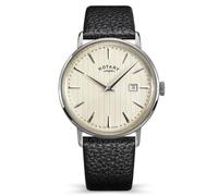 Rotary Men's Stainless Steel Black Strap Cream Dial 50m Watch